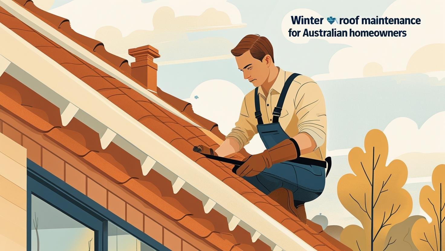 How to Prepare Your Roof for the Winter: Essential Maintenance Tips for Australian Homeowners 1 winter roof maintenance for Australian homeowners. The image should depict a clean well lit scene with sharp details showcasing a homeowner perform 1